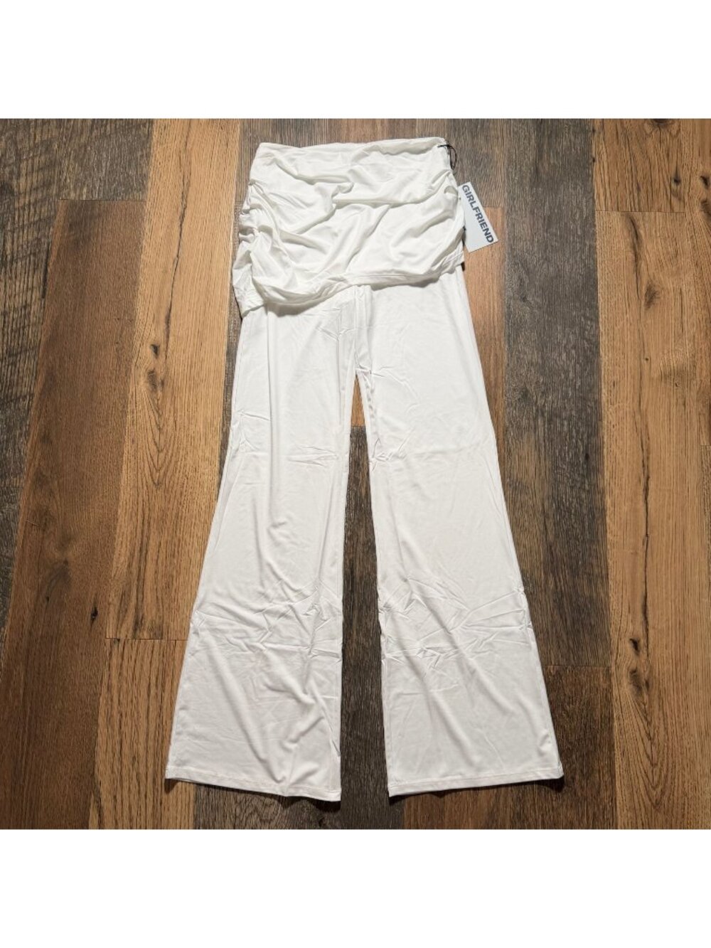Girlfriend Collective White Wide Leg Foldover Yoga Pants Size Medium NWT